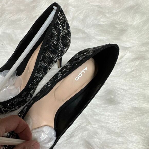 Aldo Women’s Haida Black & Silver Embellished Heel Size 9 - Picture 6 of 7